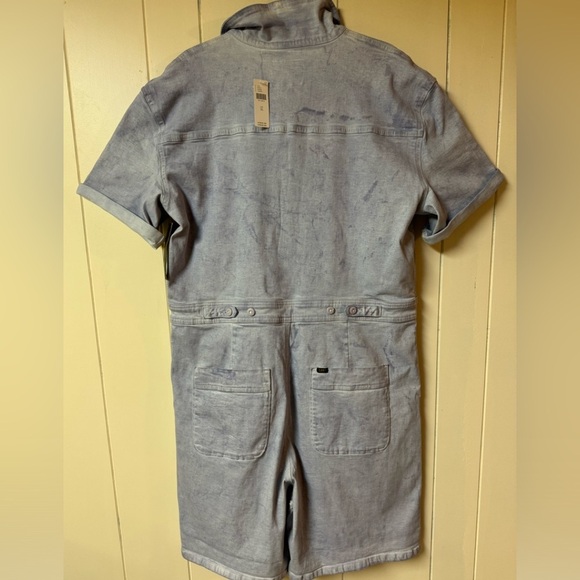 Anthropologie Lee Acid-Wash Lavender Denim Short Overalls XL - Picture 5 of 13
